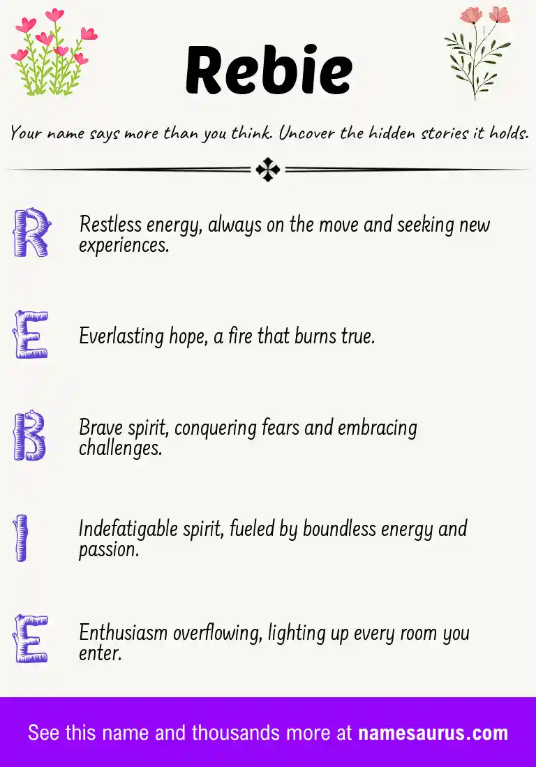Acrostic poem about Rebie.