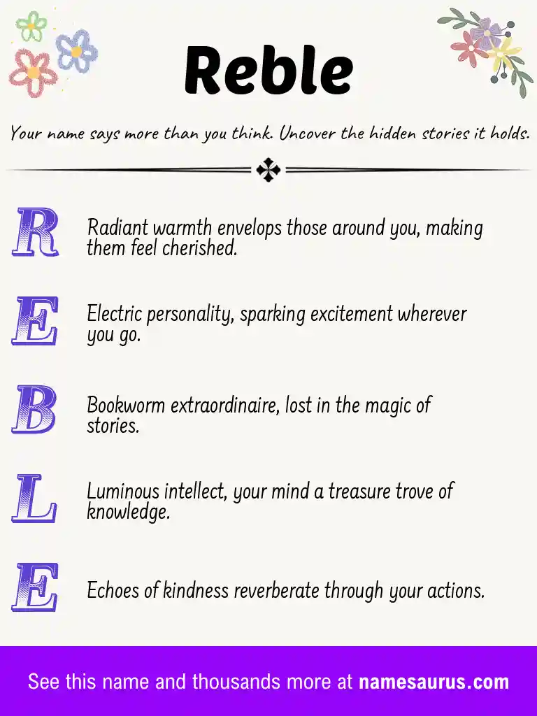 Acrostic poem about Reble.