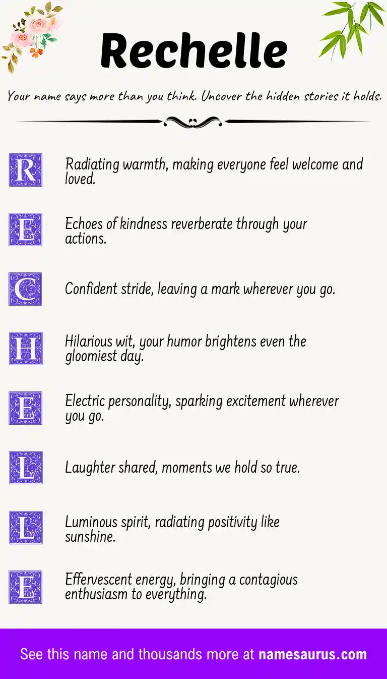 Acrostic poem about Rechelle.