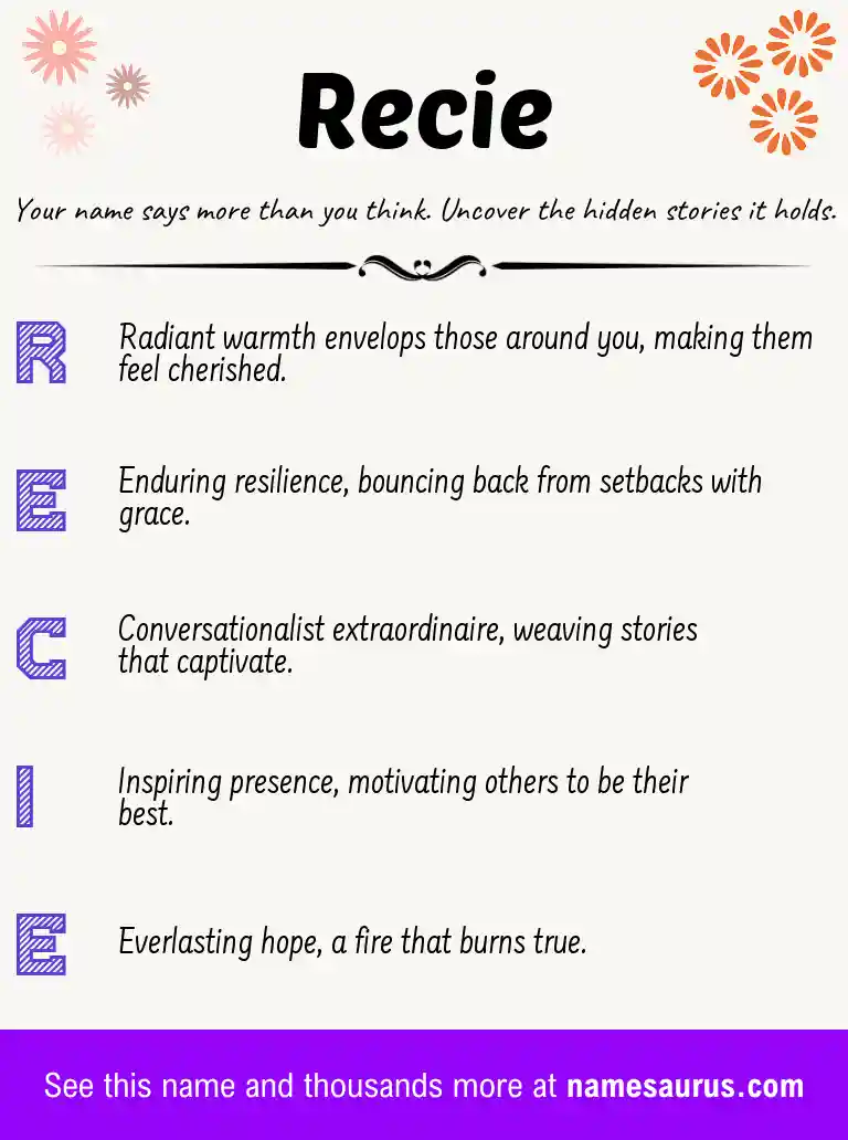 Acrostic poem about Recie.