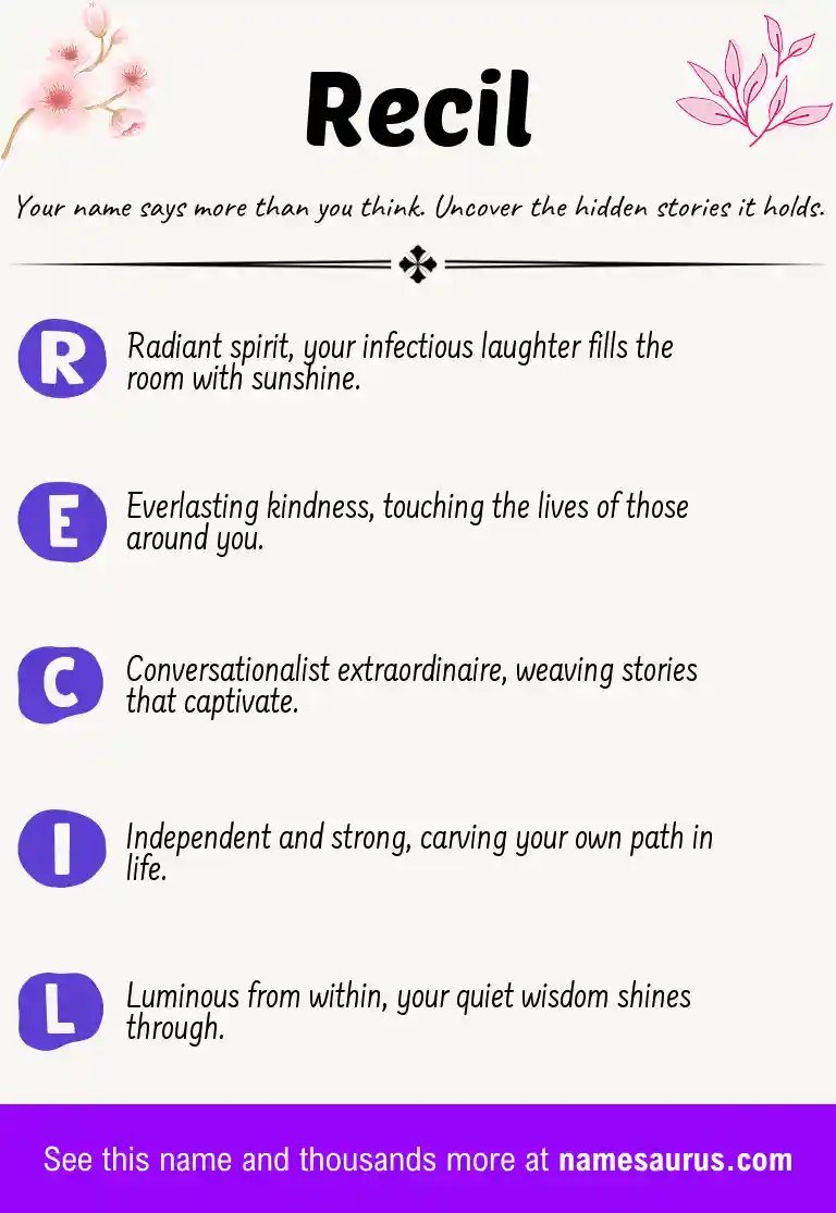 Acrostic poem about Recil.