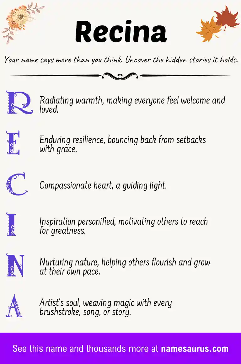 Acrostic poem about Recina.