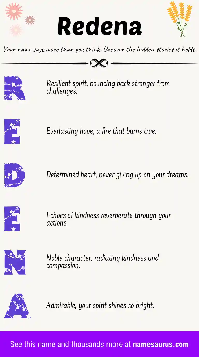 Acrostic poem about Redena.