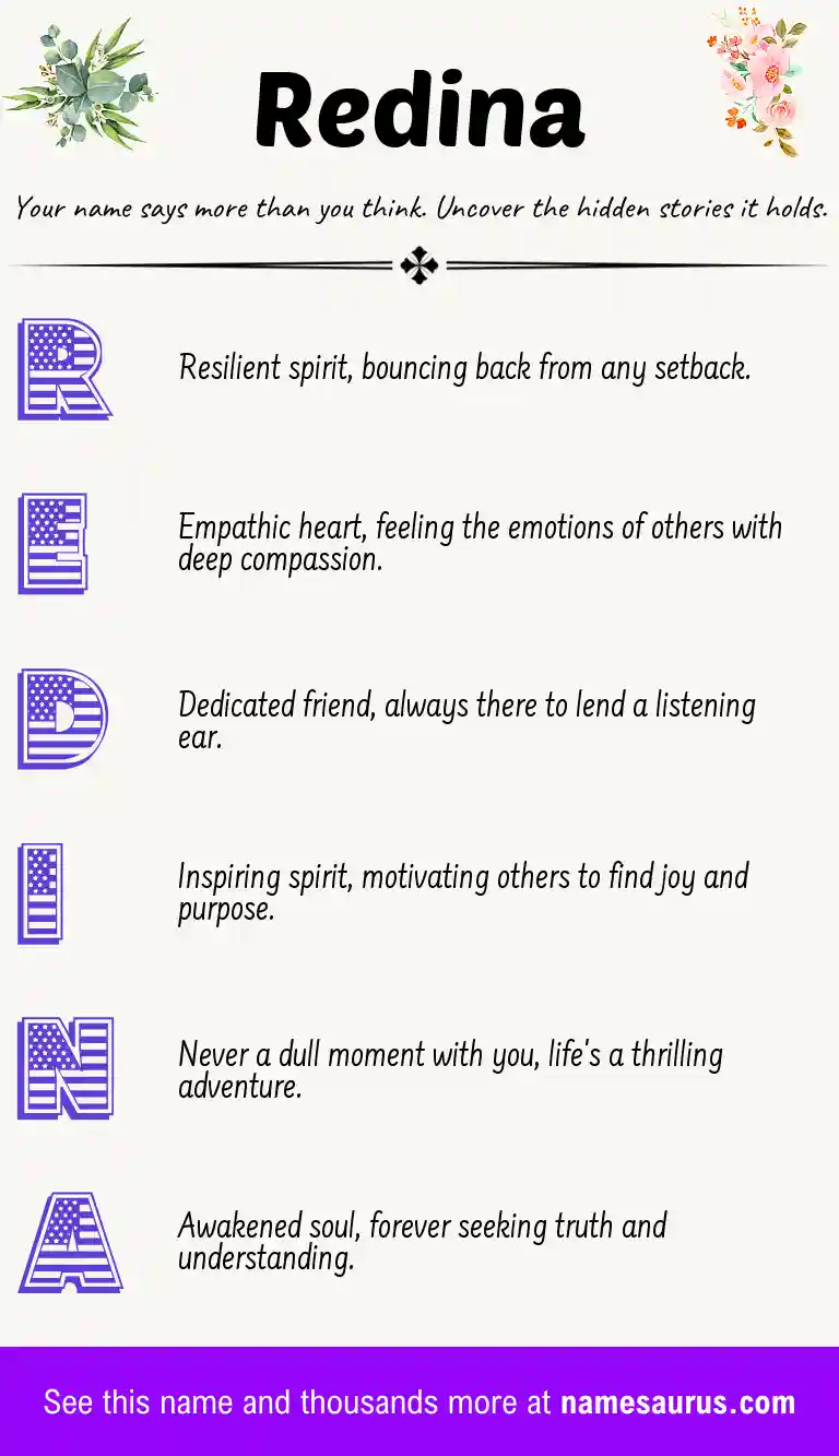 Acrostic poem about Redina.