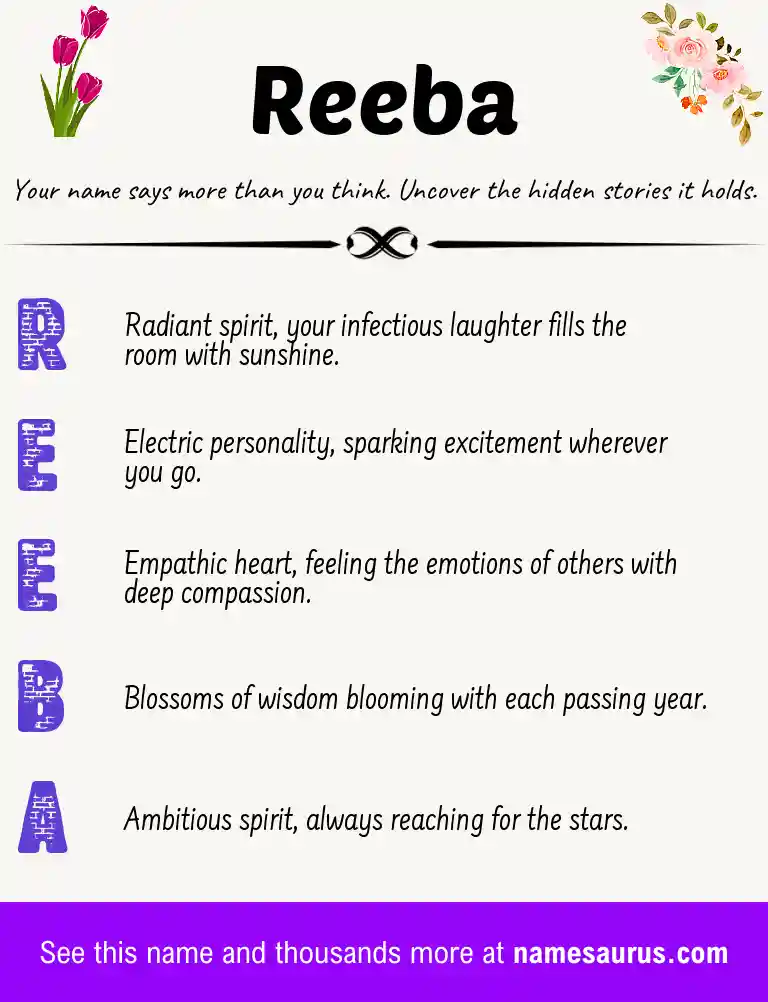 Acrostic poem about Reeba.