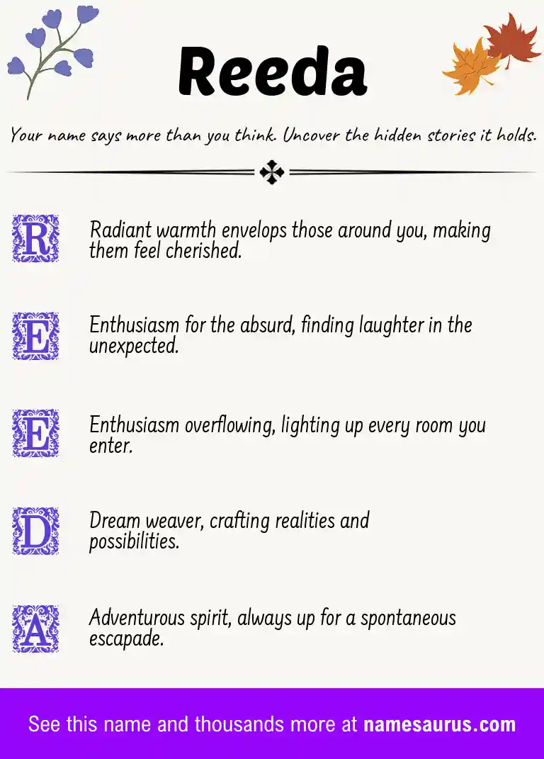 Acrostic poem about Reeda.