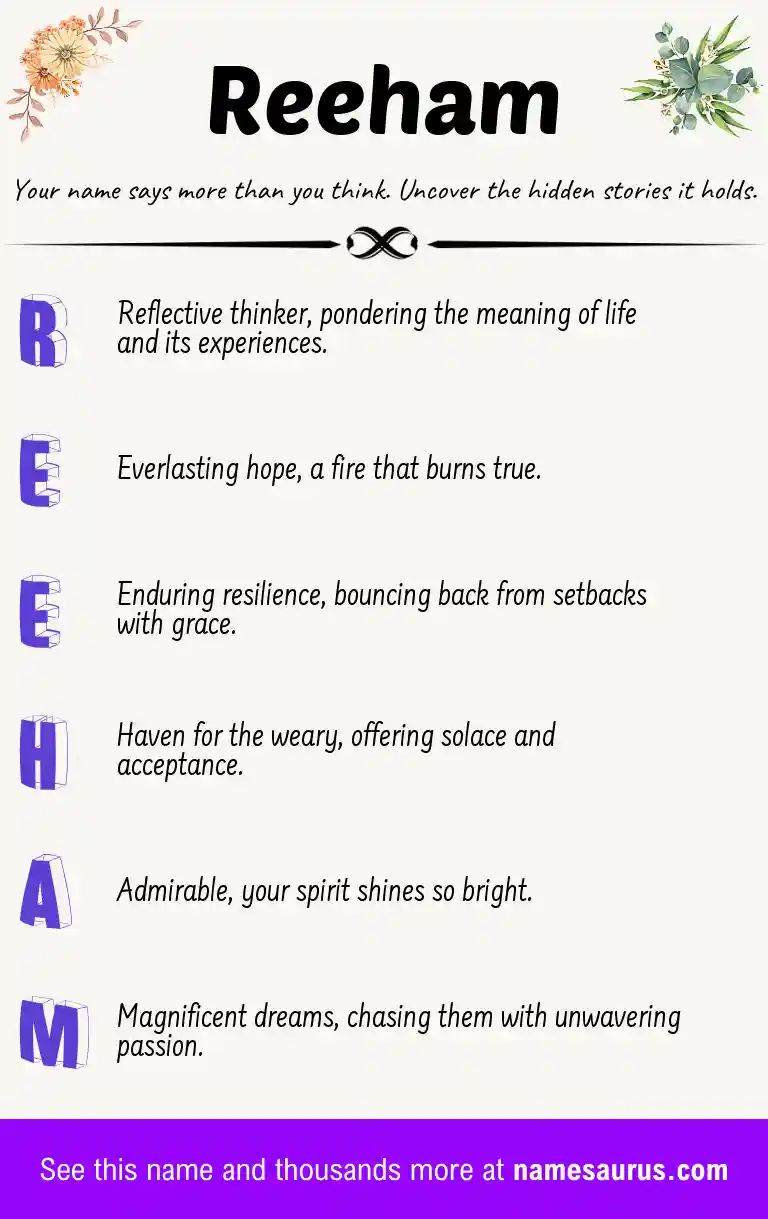 Acrostic poem about Reeham.