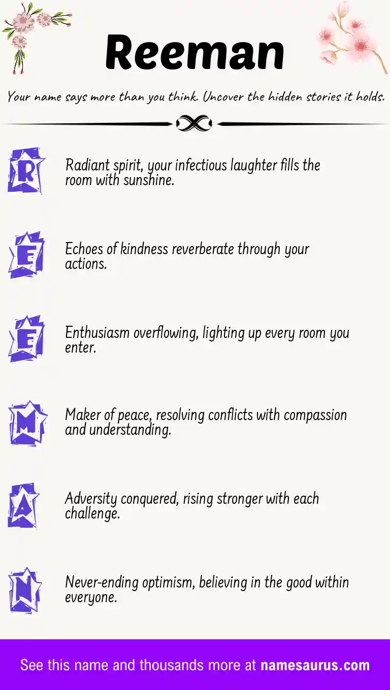 Acrostic poem about Reeman.