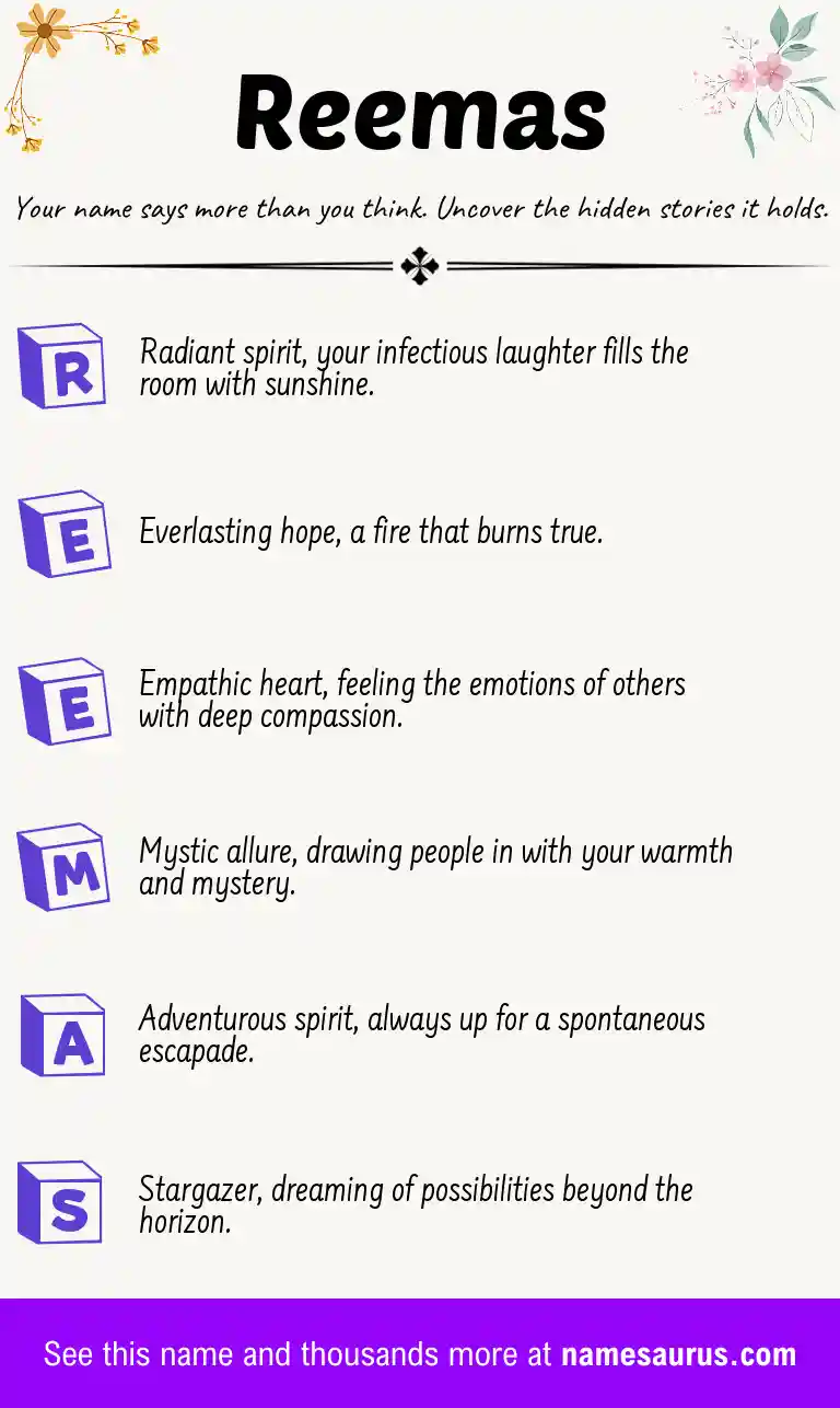 Acrostic poem about Reemas.