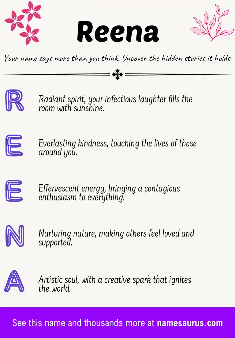 Acrostic poem about Reena.