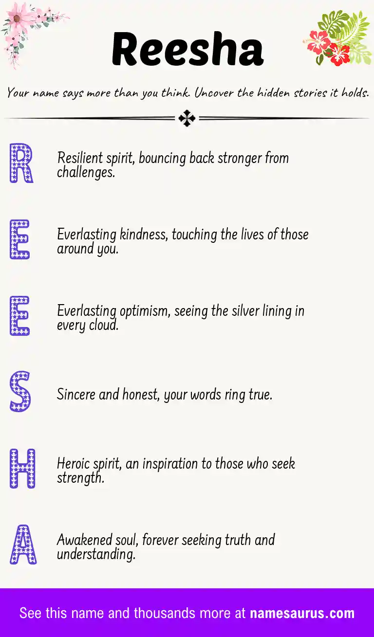 Acrostic poem about Reesha.