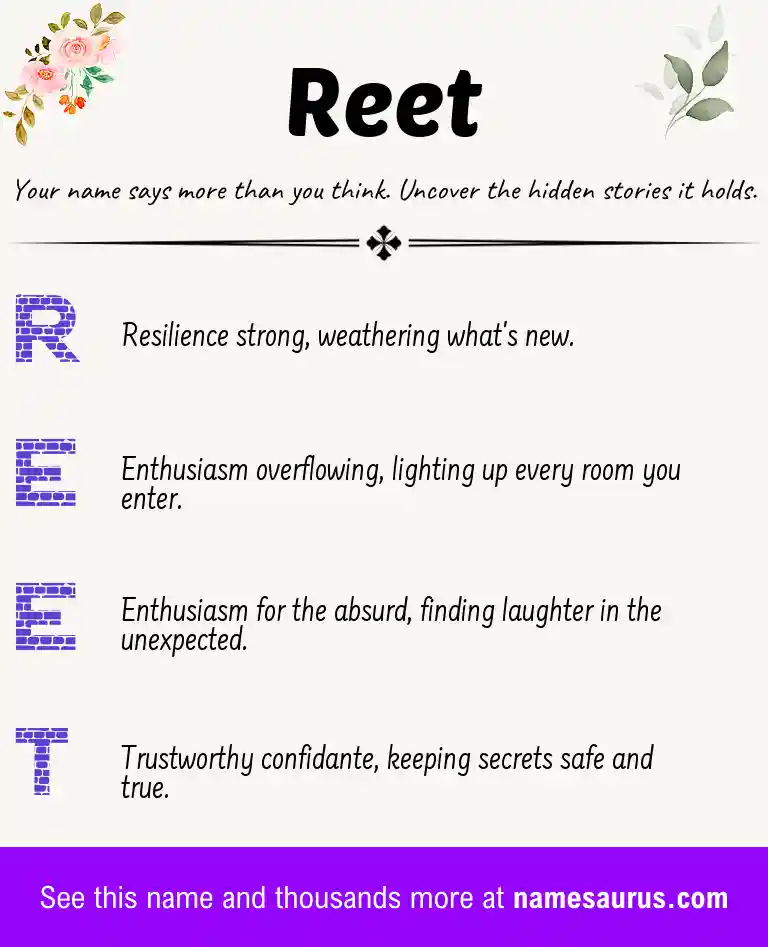 Acrostic poem about Reet.