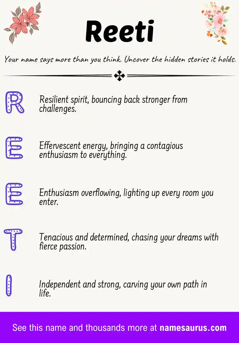 Acrostic poem about Reeti.