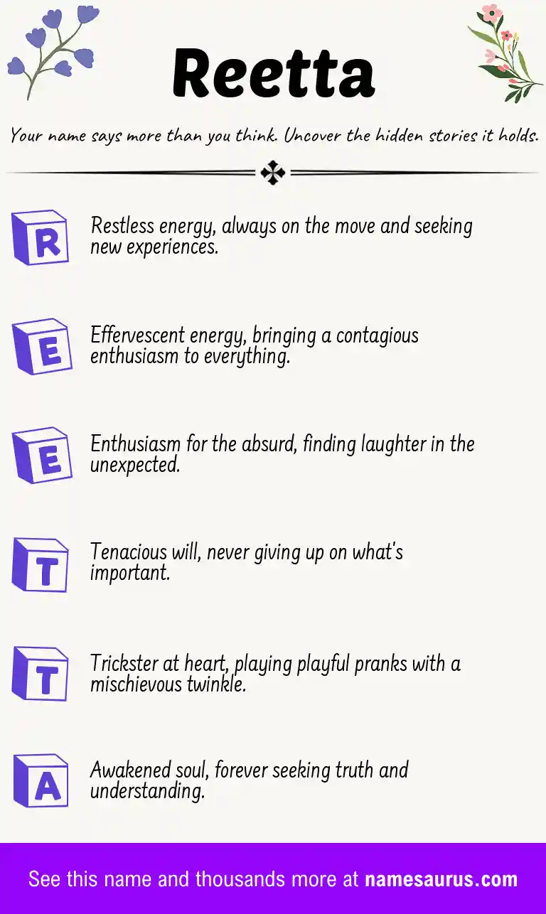 Acrostic poem about Reetta.