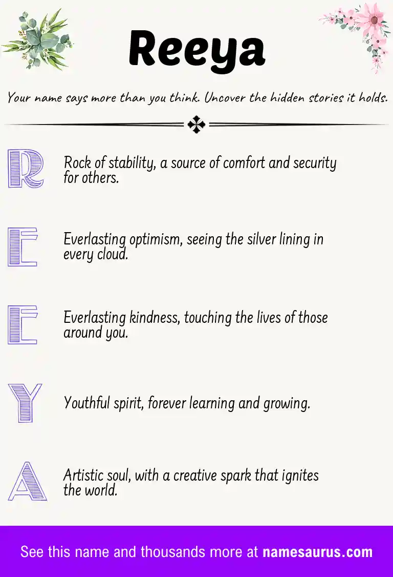 Acrostic poem about Reeya.