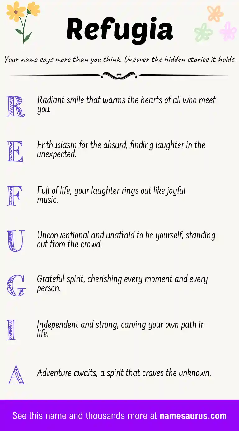 Acrostic poem about Refugia.