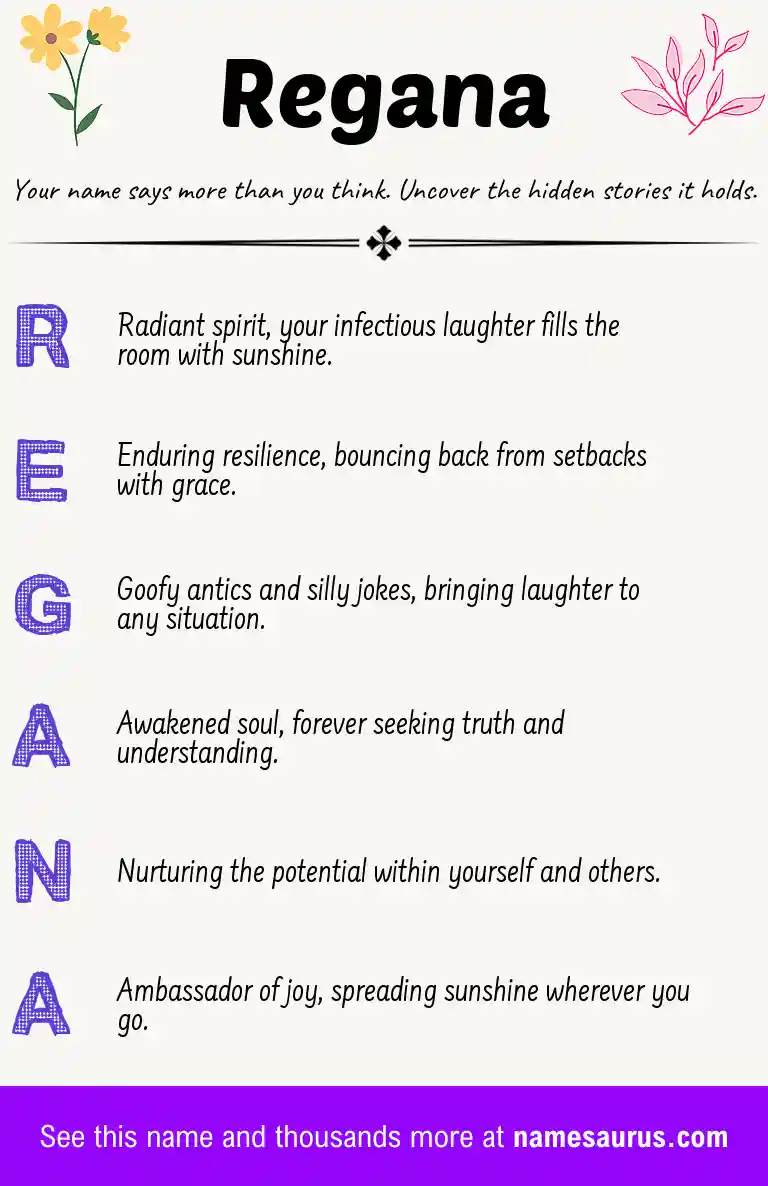 Acrostic poem about Regana.