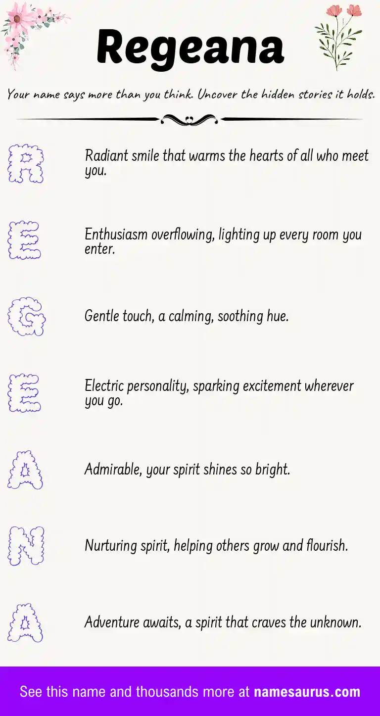 Acrostic poem about Regeana.