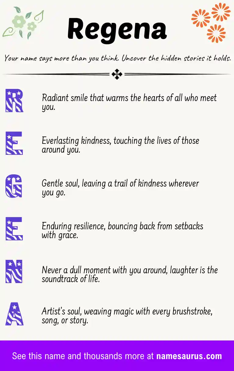 Acrostic poem about Regena.