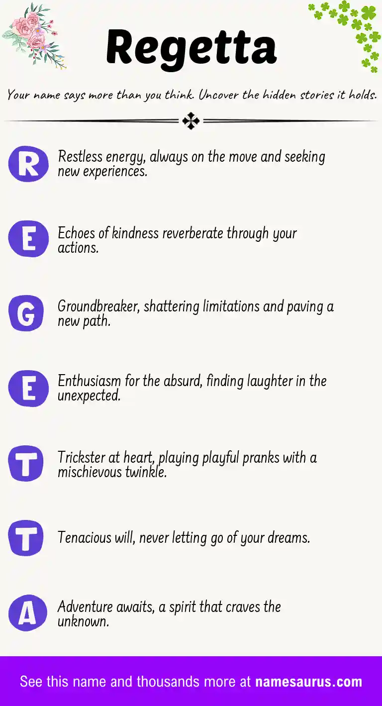 Acrostic poem about Regetta.