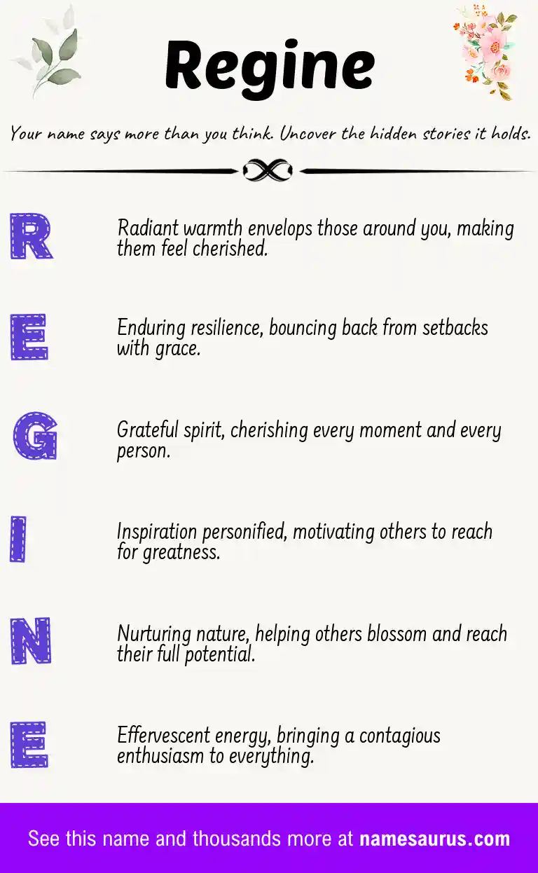 Acrostic poem about Regine.
