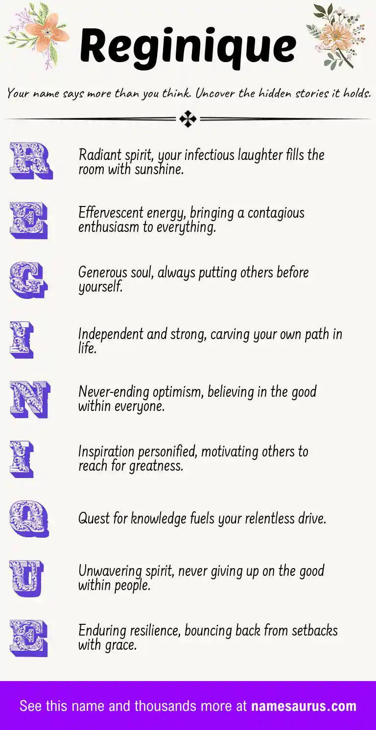 Acrostic poem about Reginique.