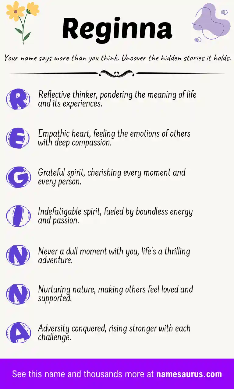 Acrostic poem about Reginna.
