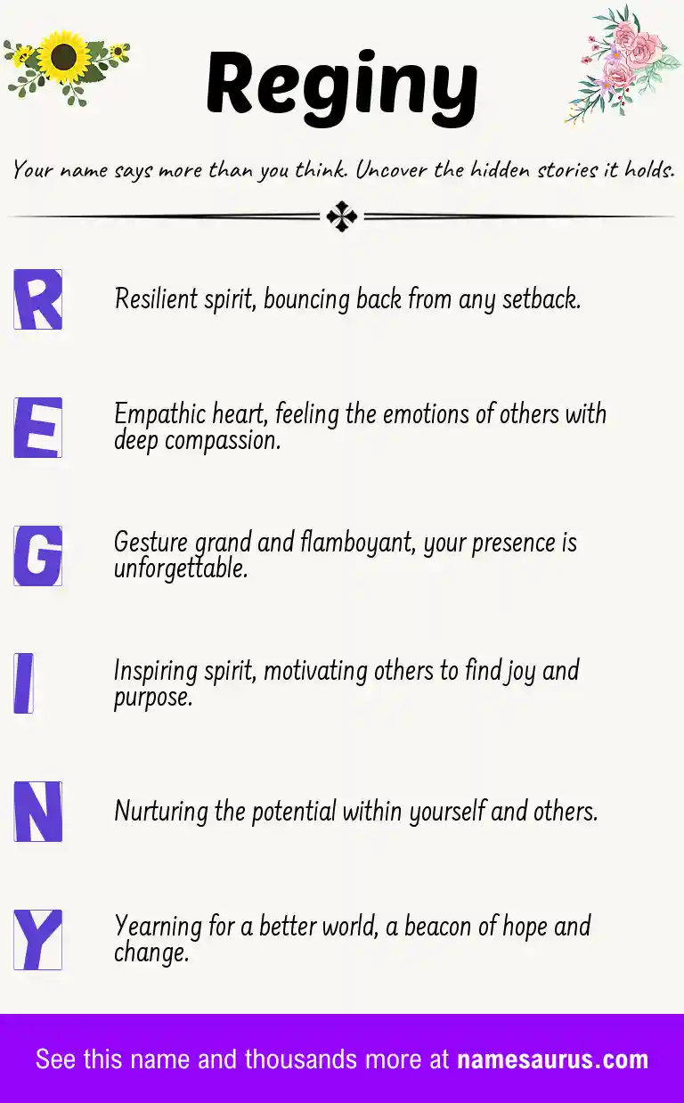 Acrostic poem about Reginy.