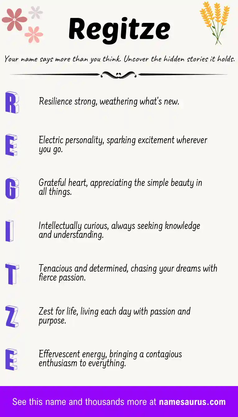 Acrostic poem about Regitze.