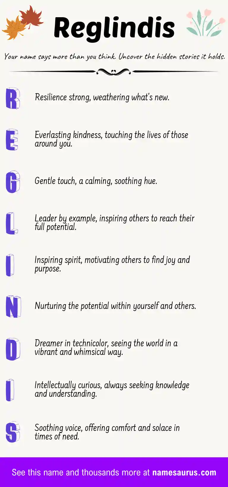 Acrostic poem about Reglindis.