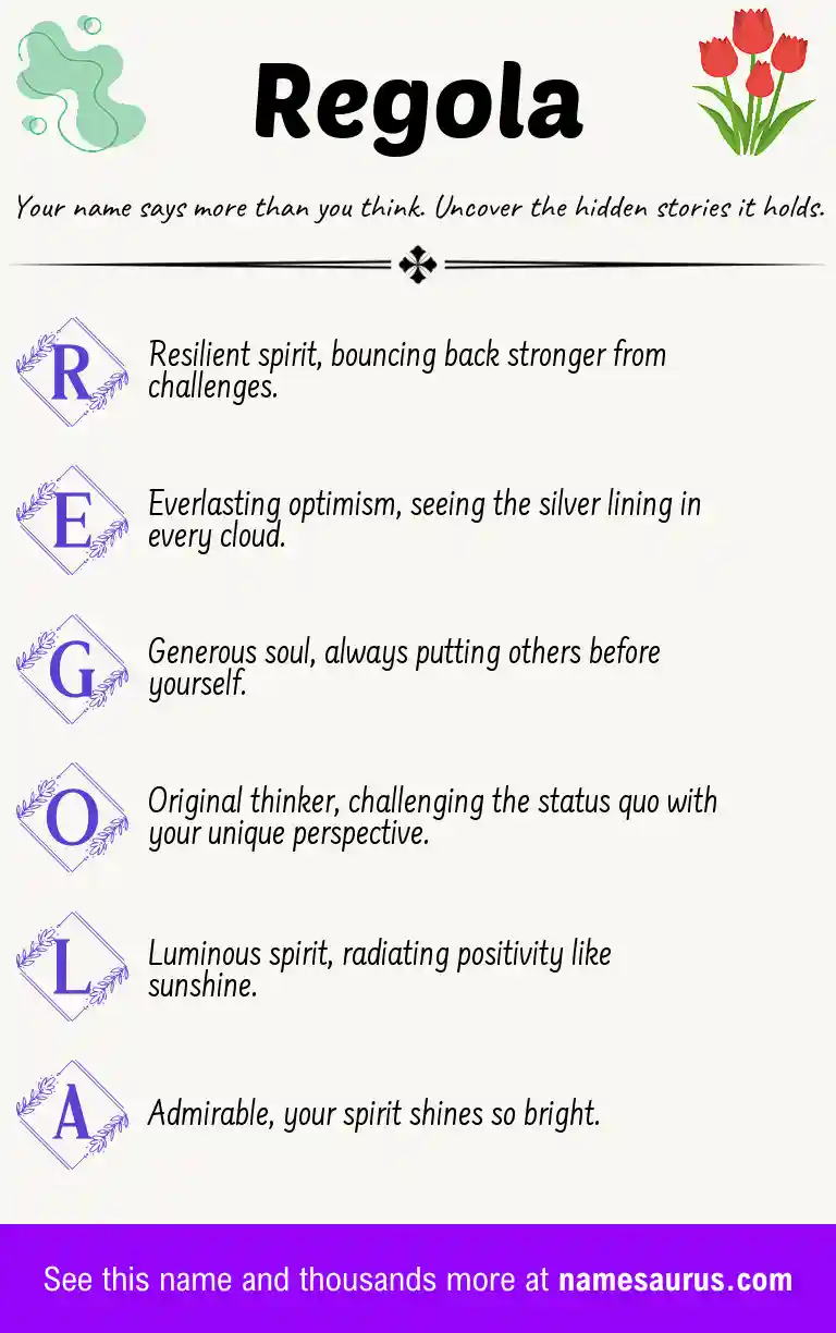 Acrostic poem about Regola.