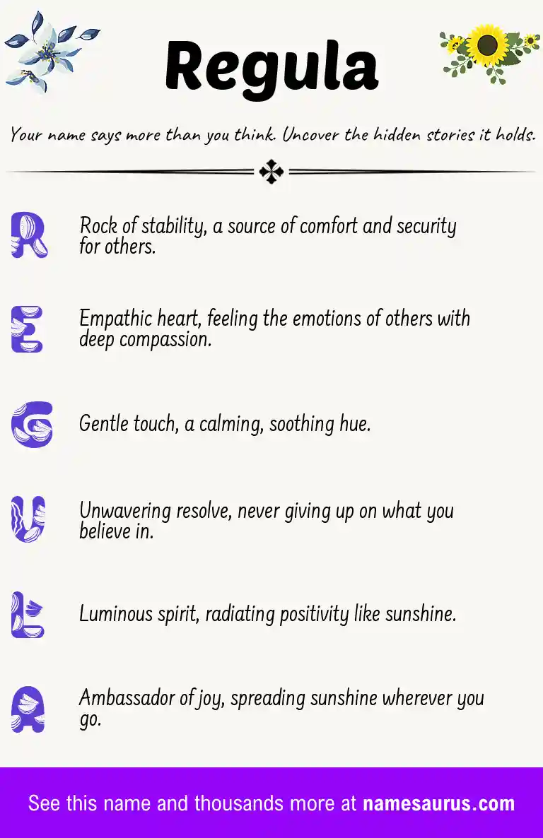 Acrostic poem about Regula.
