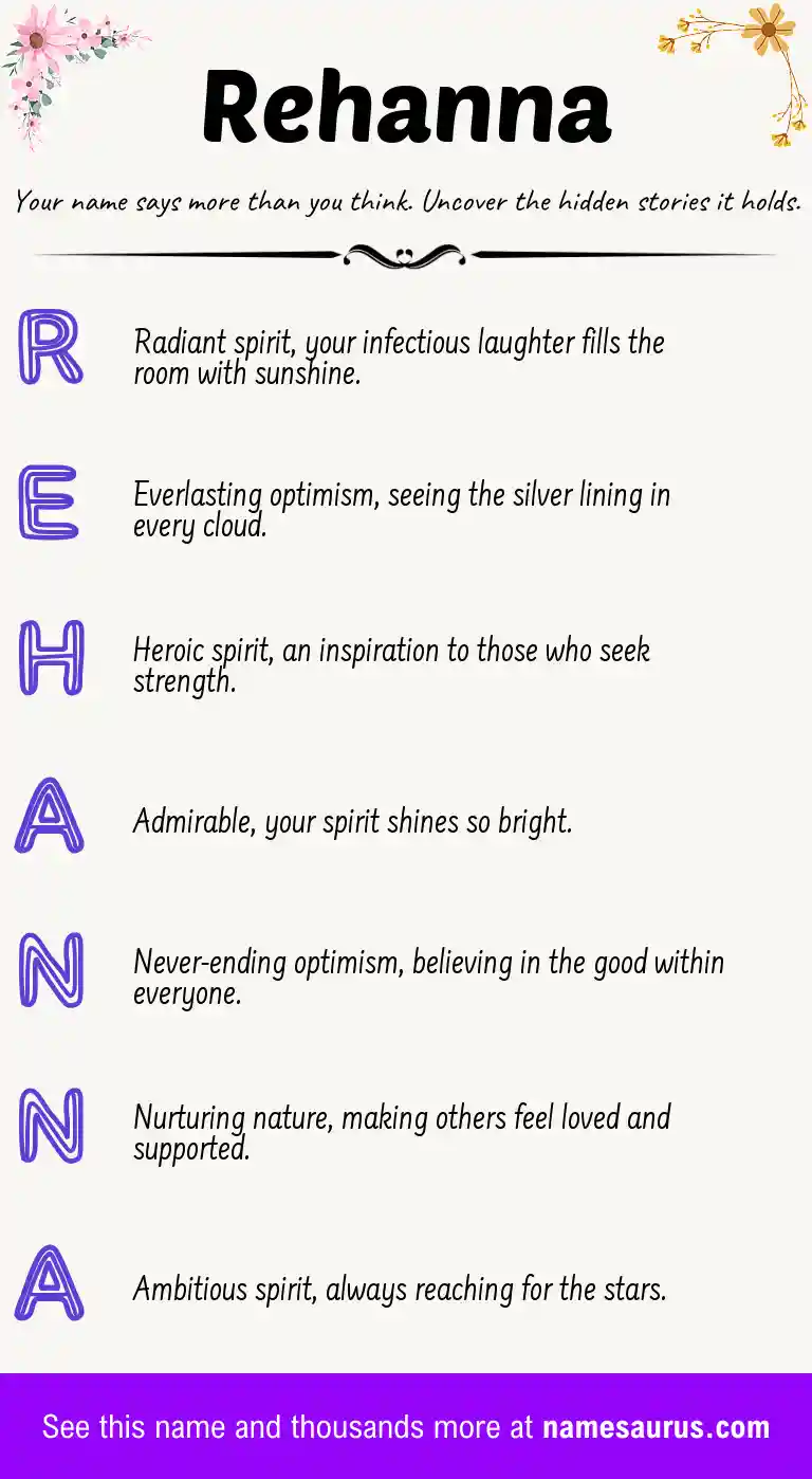 Acrostic poem about Rehanna.
