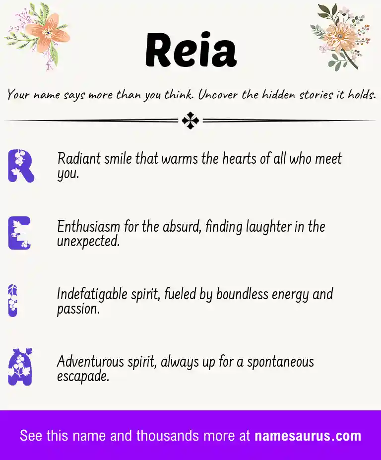 Acrostic poem about Reia.
