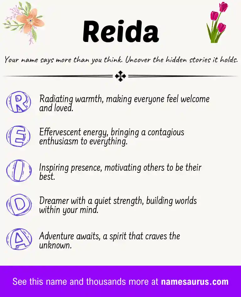 Acrostic poem about Reida.