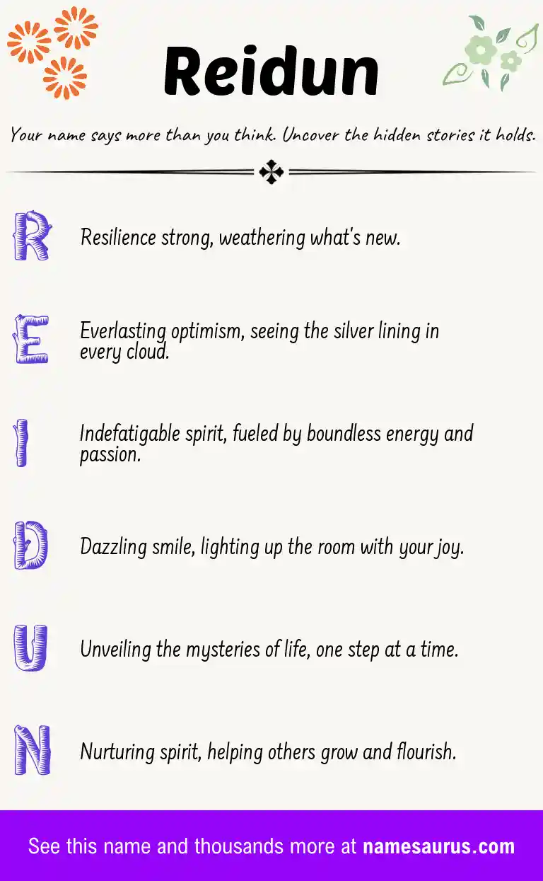 Acrostic poem about Reidun.