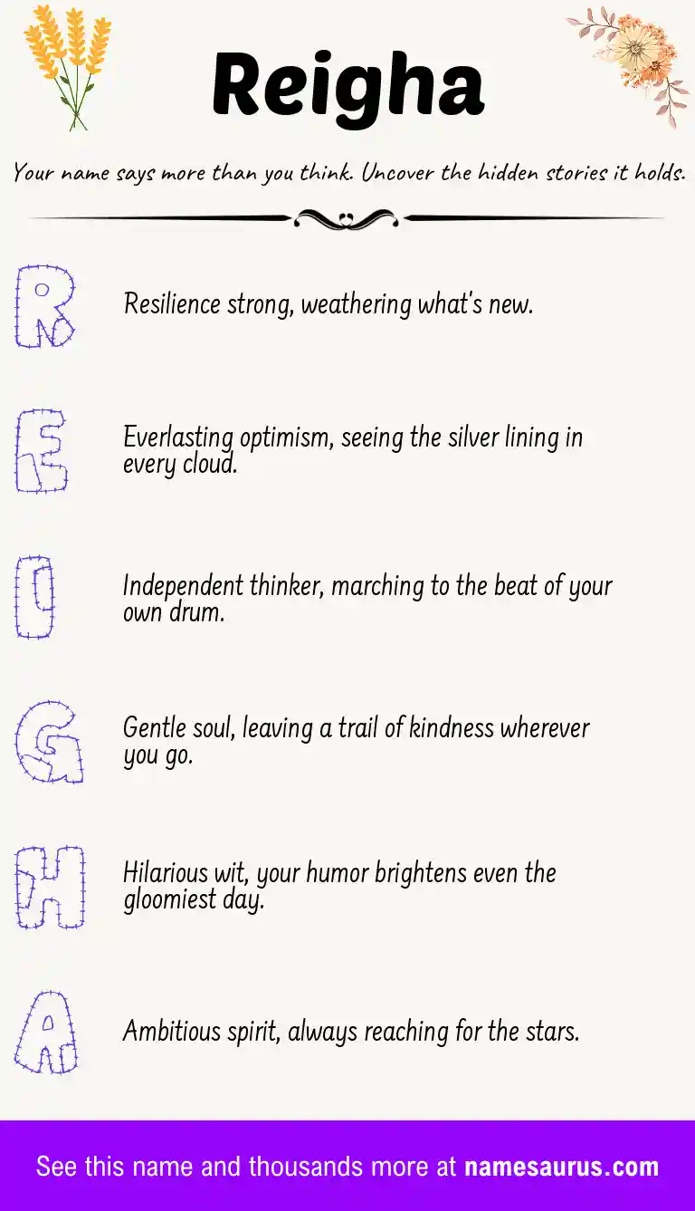 Acrostic poem about Reigha.