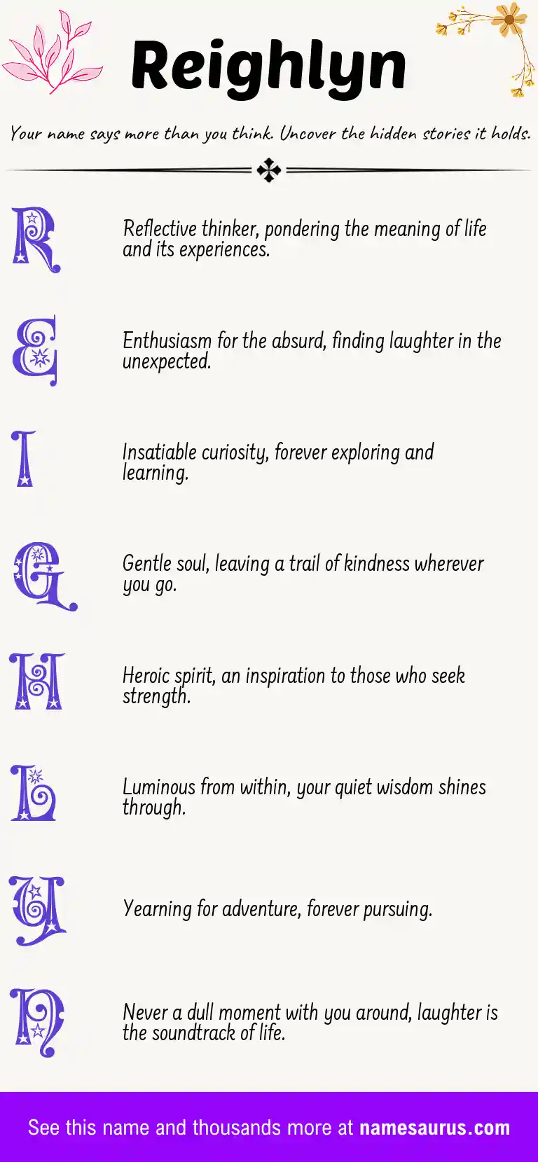 Acrostic poem about Reighlyn.