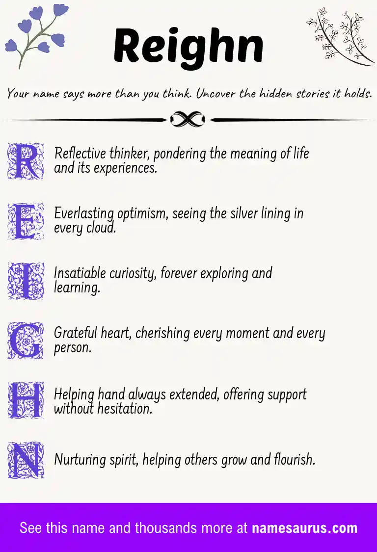Acrostic poem about Reighn.