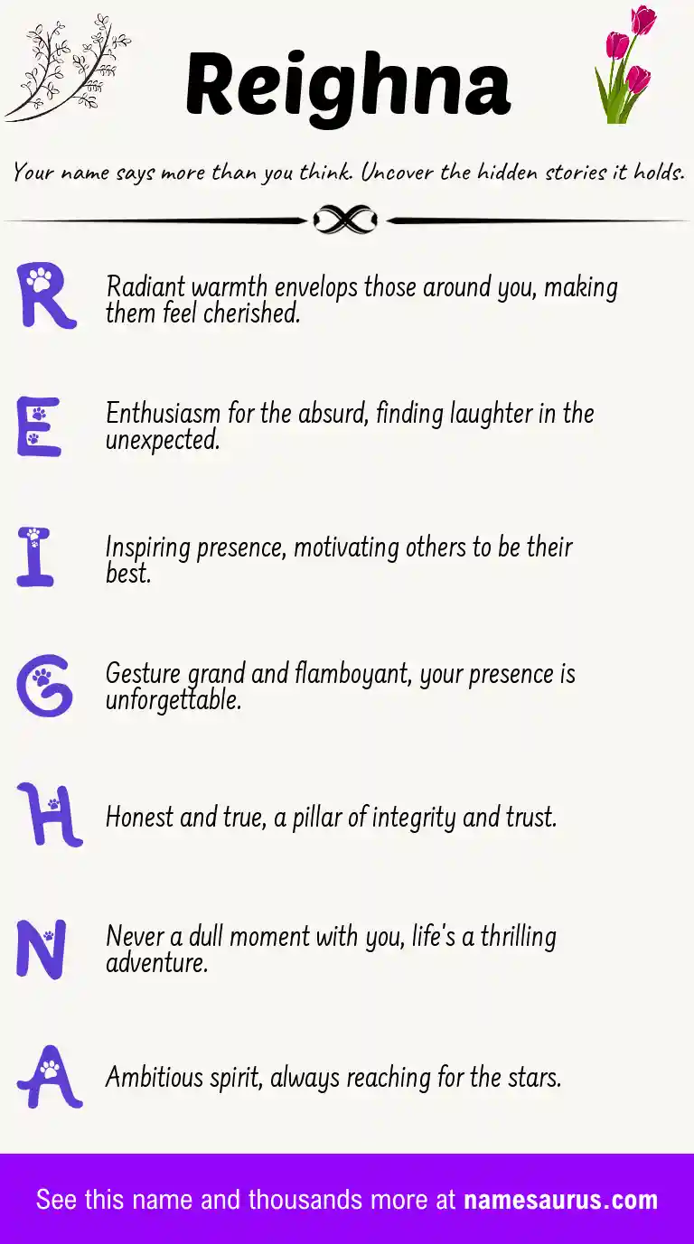 Acrostic poem about Reighna.