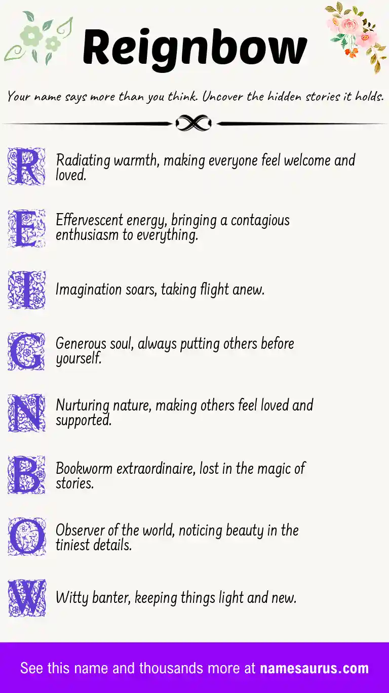 Acrostic poem about Reignbow.
