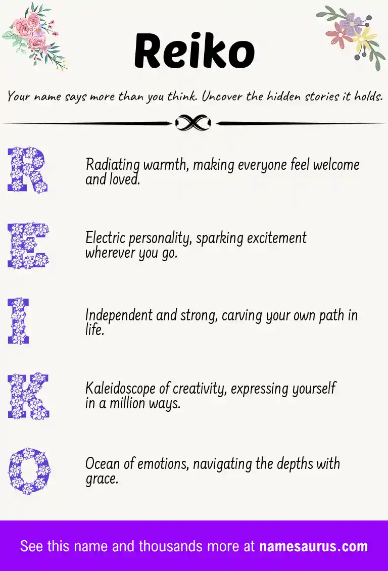 Acrostic poem about Reiko.