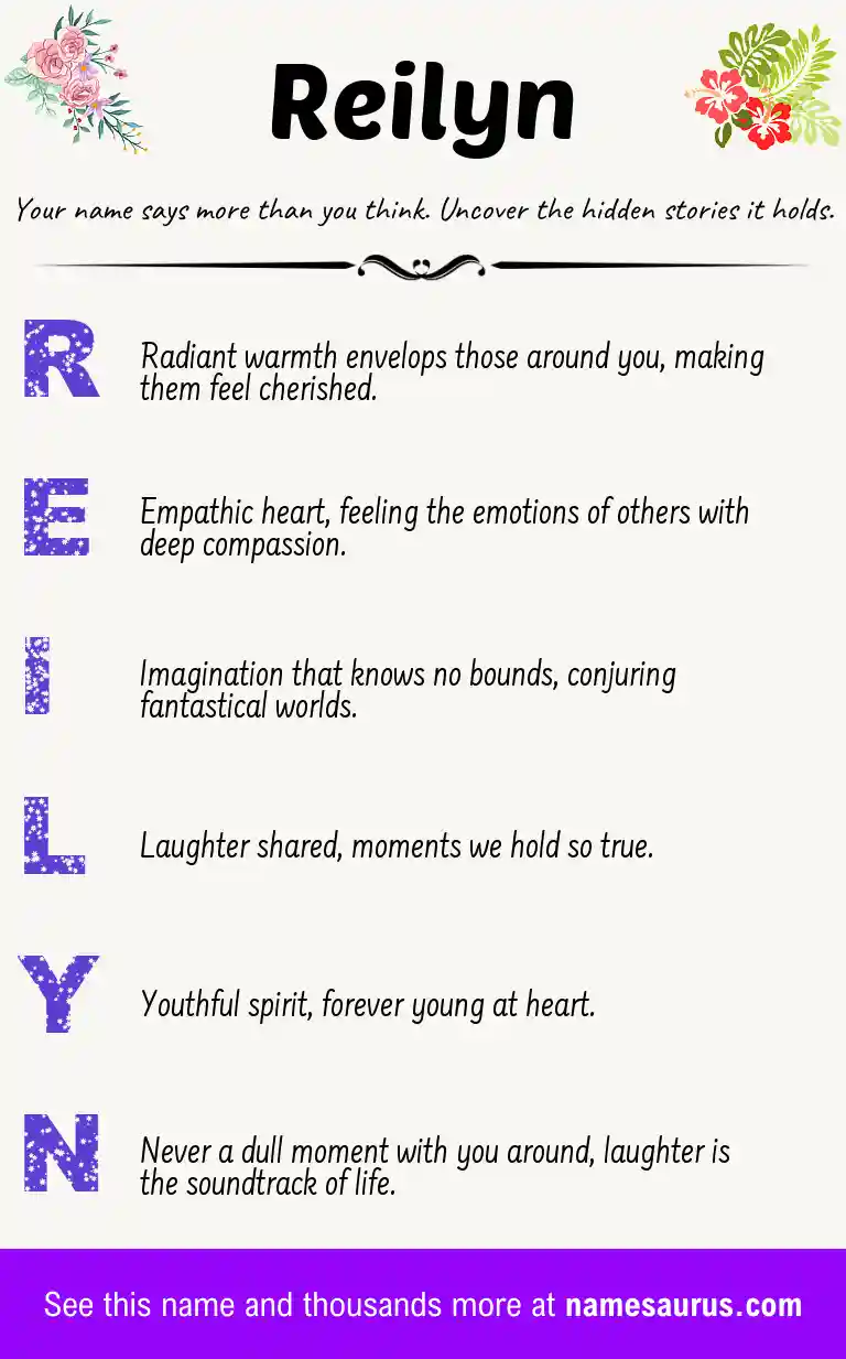 Acrostic poem about Reilyn.