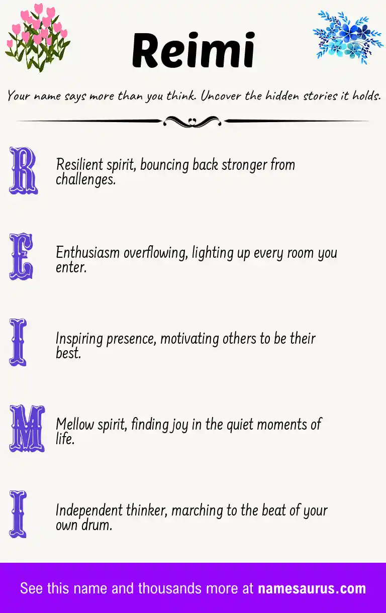 Acrostic poem about Reimi.
