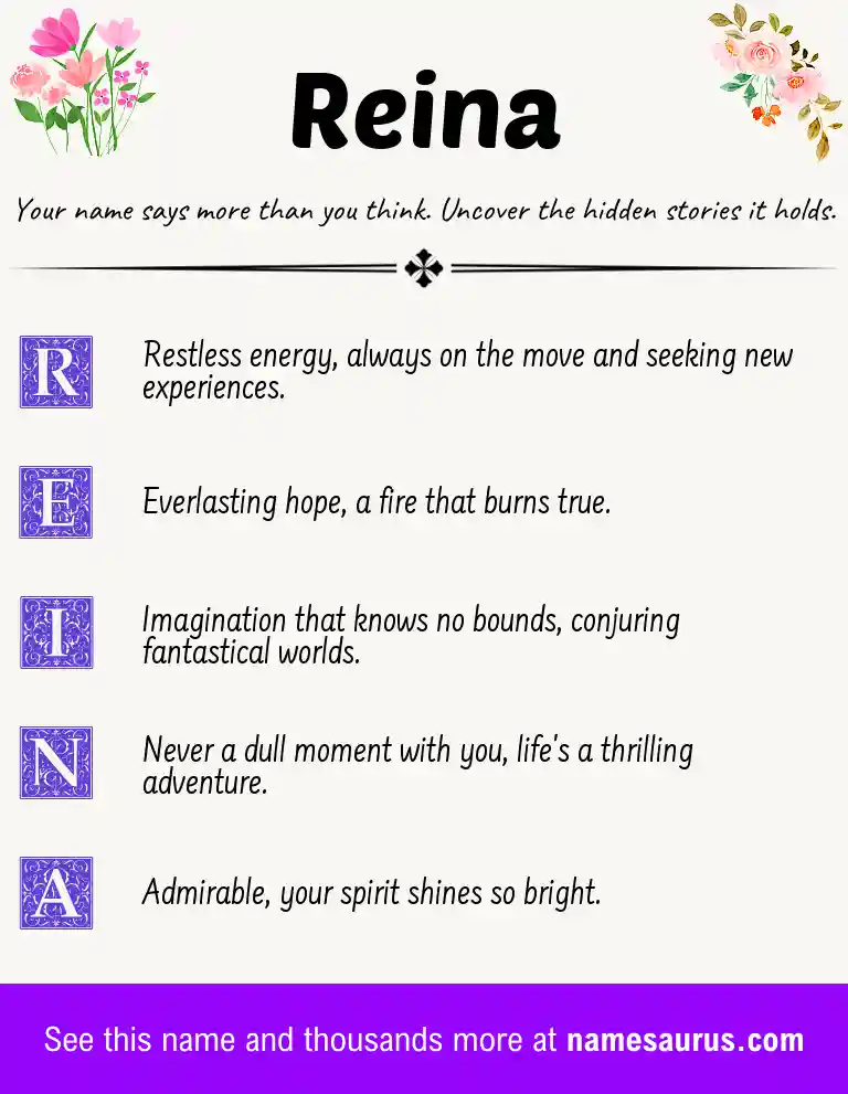 Acrostic poem about Reina.