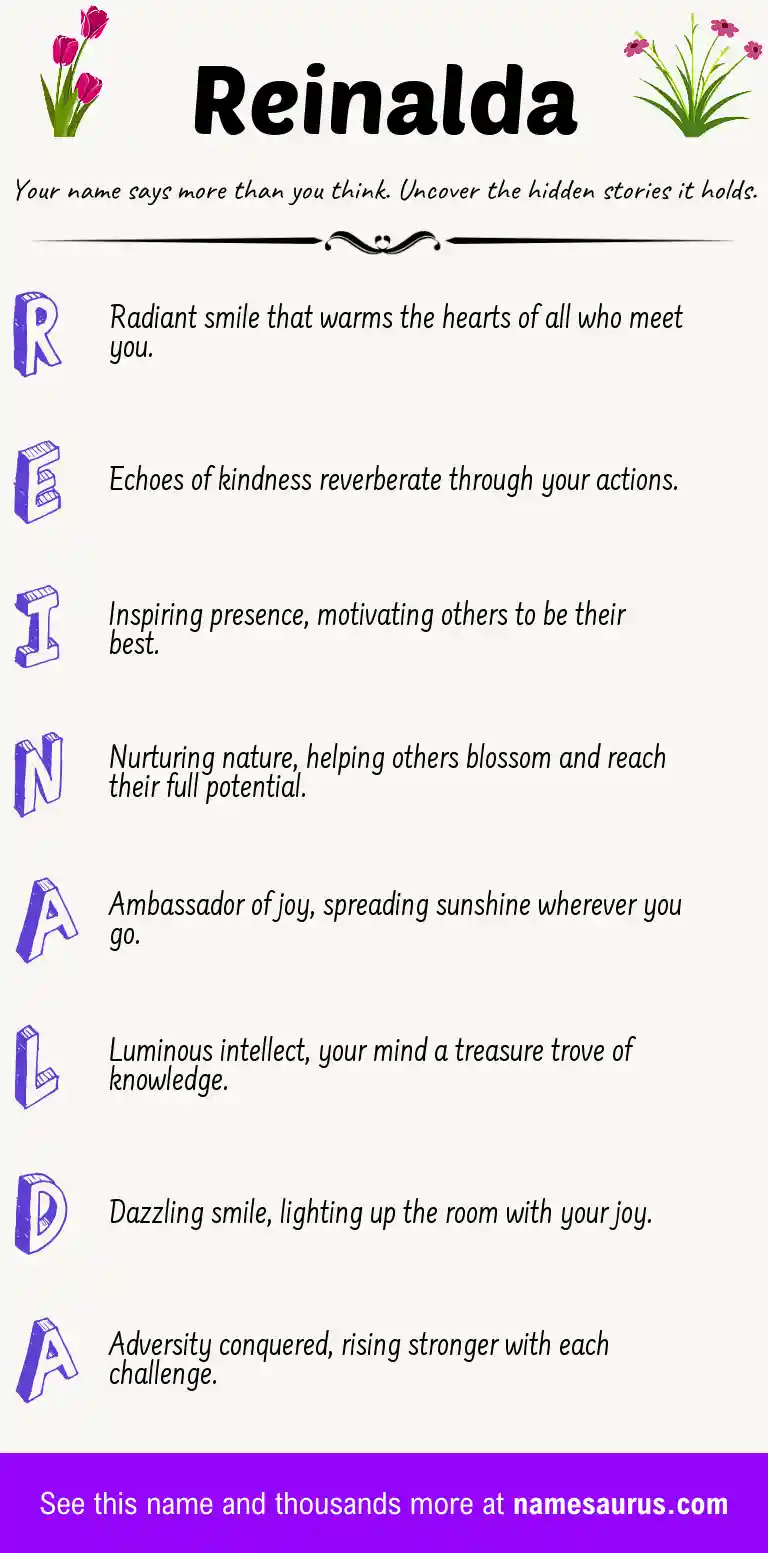 Acrostic poem about Reinalda.