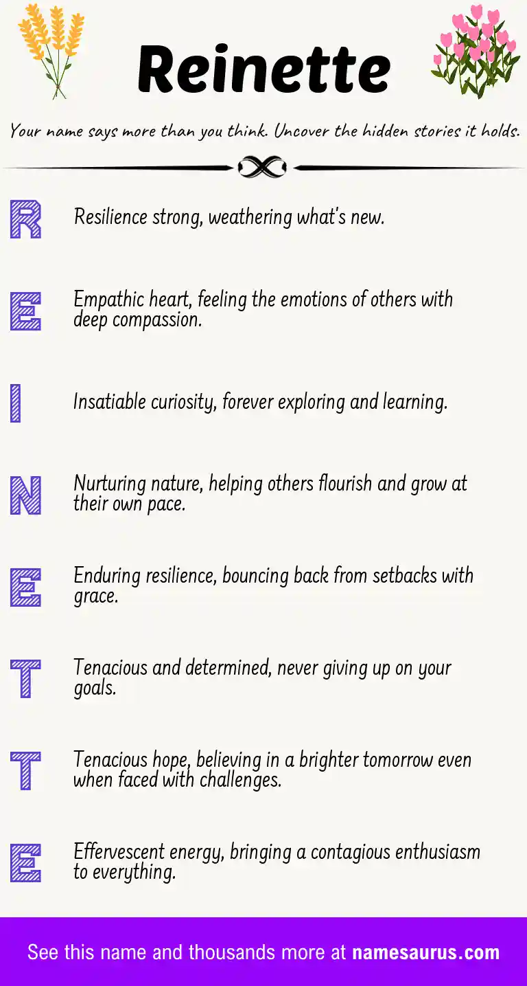 Acrostic poem about Reinette.