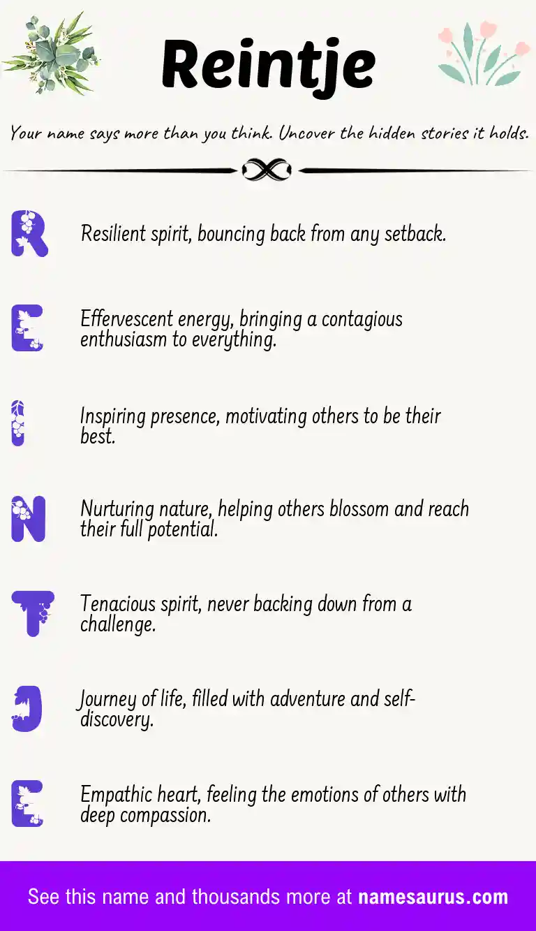 Acrostic poem about Reintje.