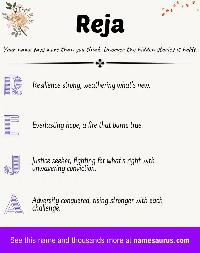 Acrostic poem about Reja.