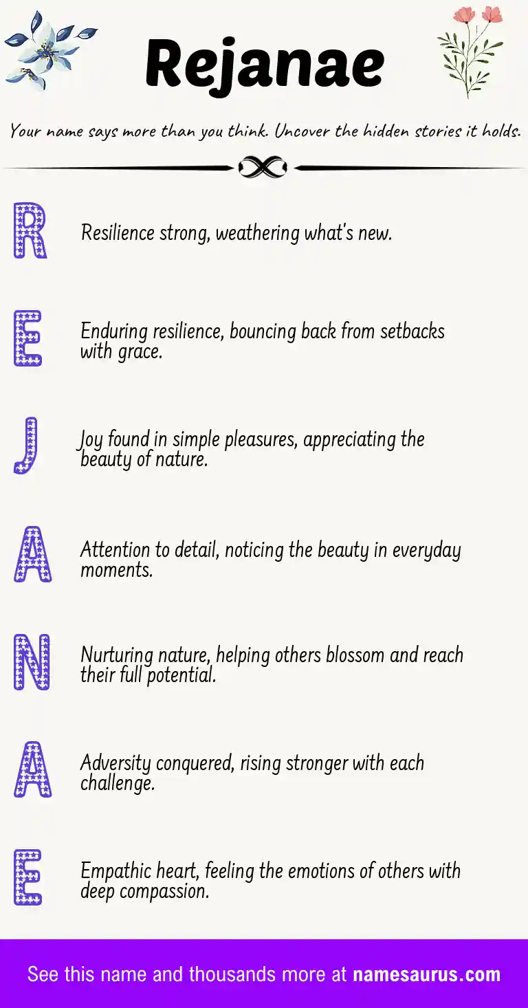 Acrostic poem about Rejanae.